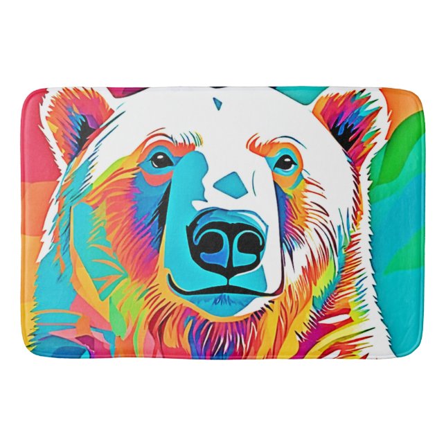 Alfombrilla De Baño Pintura de la cabeza del oso vibrante (Anverso)