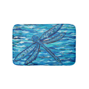 Alfombrilla De Baño Pintura de la libélula azul