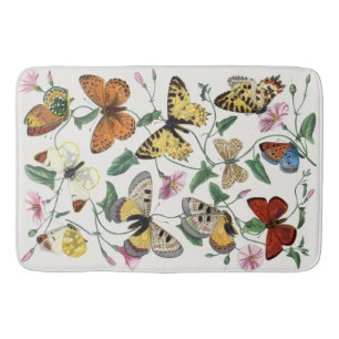 Alfombrilla De Baño Pintura de mariposa y polilla vintage