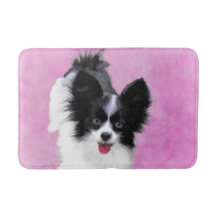 Alfombrilla De Baño Pintura de Papillon (blanco y negro) - Arte de per