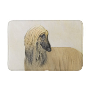 Alfombrilla De Baño Pintura de perro afgano - Arte de perro original l