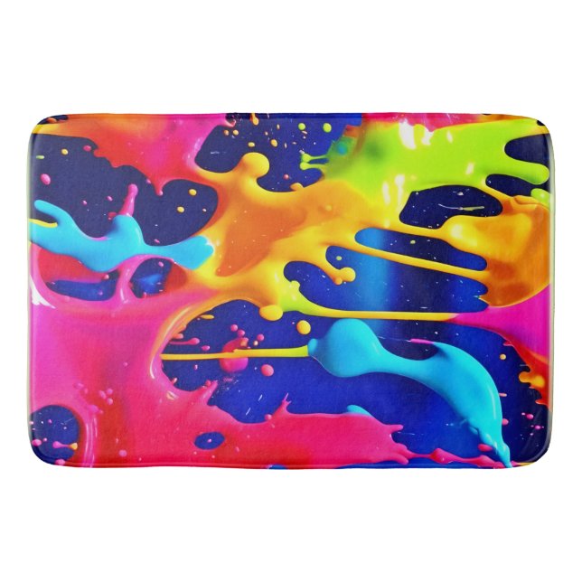 Alfombrilla De Baño Pintura de pintura de goteo colorida (Anverso)