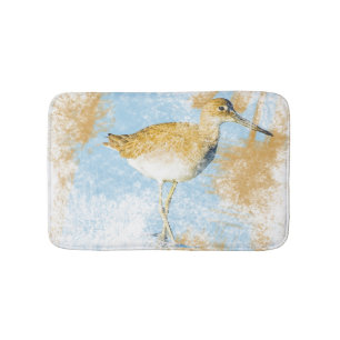 Alfombrilla De Baño Pintura De Playa De Willet Shorebird