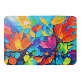Alfombrilla De Baño Pintura de sinfonía floral vibrante