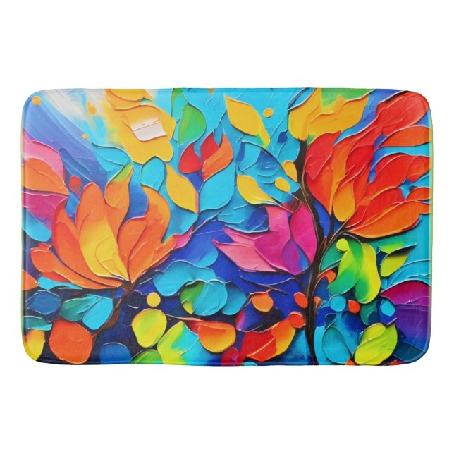 Alfombrilla De Baño Pintura de sinfonía floral vibrante (Anverso)