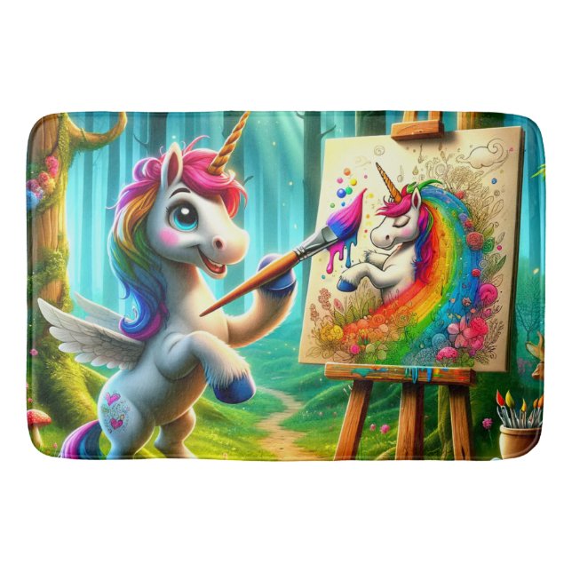 Alfombrilla De Baño Pintura de unicornio (Anverso)