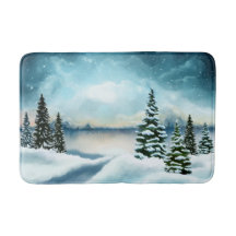 Pintura en acuarela de paisaje invernal escénico