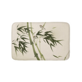 Alfombrilla De Baño Pintura oriental del estilo, ramas de bambú