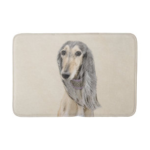 Alfombrilla De Baño Pintura Saluki (Amanecer) - Arte Perro Original.