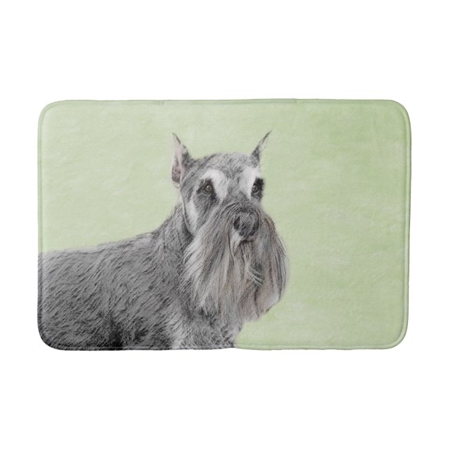 Alfombrilla De Baño Pintura Schnauzer (gigante, estándar) - Arte de pe (Anverso)
