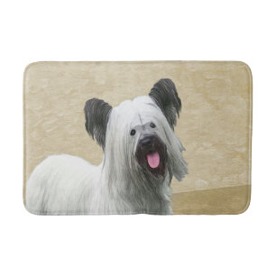 Alfombrilla De Baño Pintura Skye Terrier - Arte Perro Original.