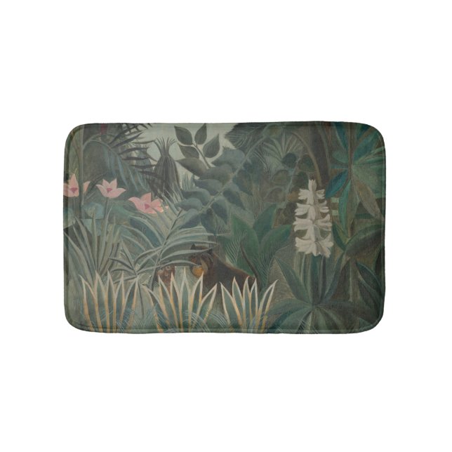 Alfombrilla De Baño Pintura única de selva artística Henri Rousseau (Anverso)
