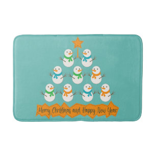 Alfombrilla De Baño Pirámide de árboles de Navidad hecha de muñecos de