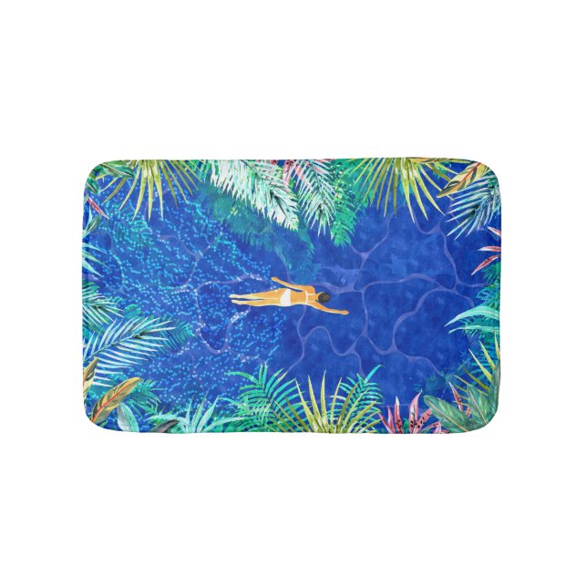 Alfombrilla De Baño Piscina de selva tropical (Anverso)