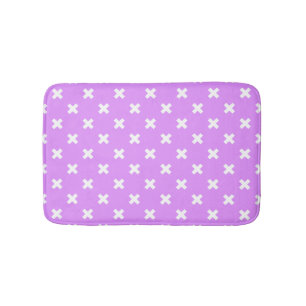 Alfombrilla De Baño Pisos de cruz blanca sobre lilac