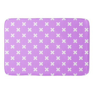 Alfombrilla De Baño Pisos de cruz blanca sobre lilac