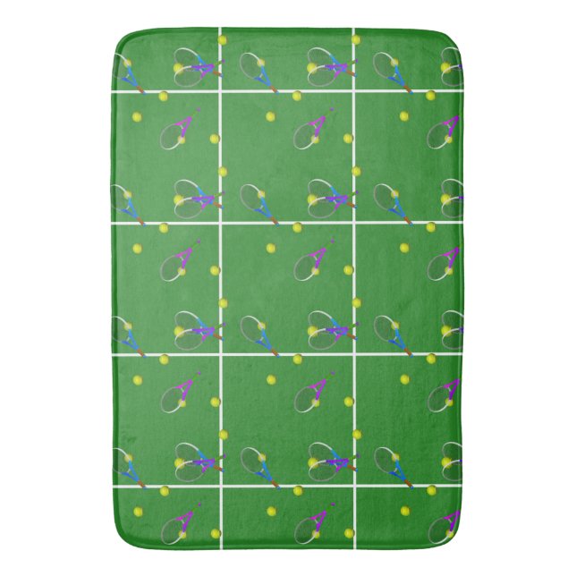 Alfombrilla De Baño Pista de tenis con raquetas y bolas (Frente vertical)