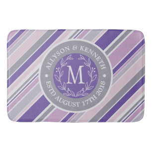 Alfombrilla De Baño Pistas De Moda Monogramo De Lámina Púrpura