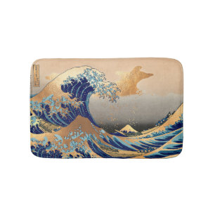 Alfombrilla De Baño PixDezines Vintage Gran Ola Hokusai 葛飾北斎の神奈川沖浪