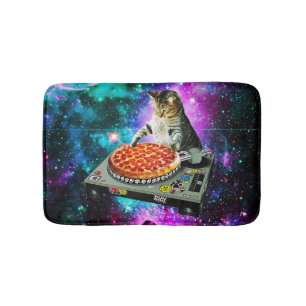 Alfombrilla De Baño Pizza del gato de DJ del espacio