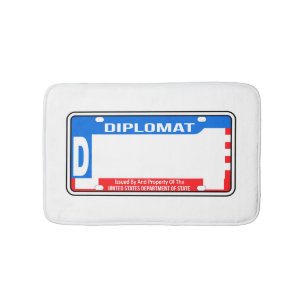 Alfombrilla De Baño Placa de licencia diplomática de EE.UU. en blanco