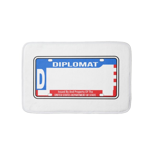 Alfombrilla De Baño Placa de licencia diplomática estadounidense en bl (Anverso)