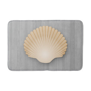 Alfombrilla De Baño Placas costeras de conchas marinas y madera gris