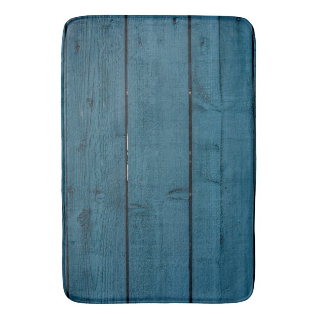 Alfombrilla De Baño Placas de madera pintadas de azul (Frente vertical)