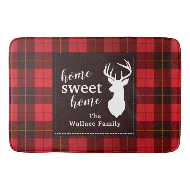 Alfombrilla De Baño Plaid Sweet Home Wallace Tartan Personalizado (Anverso)