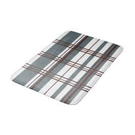 Alfombrilla De Baño Plaid Tradicional Gris Fumado, Burgundy Profundo,