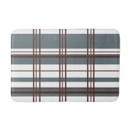 Alfombrilla De Baño Plaid Tradicional Gris Fumado, Burgundy Profundo,