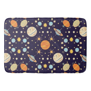 Alfombrilla De Baño Planetas y estrellas de dibujos animados coloridos