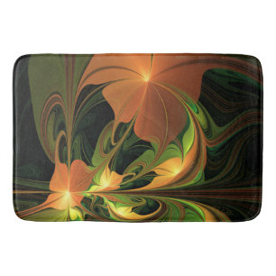 Alfombrilla De Baño Planta de fantasía Resumen Fractal Verde Rust Brow