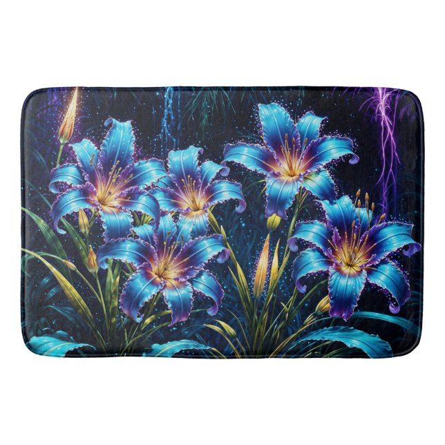 Alfombrilla De Baño Plantas de naturaleza botánica de lirios de neón m (Anverso)