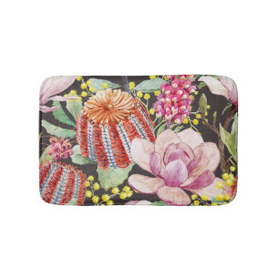 Alfombrilla De Baño Plantas tropicales australianas, patrón de acuarel