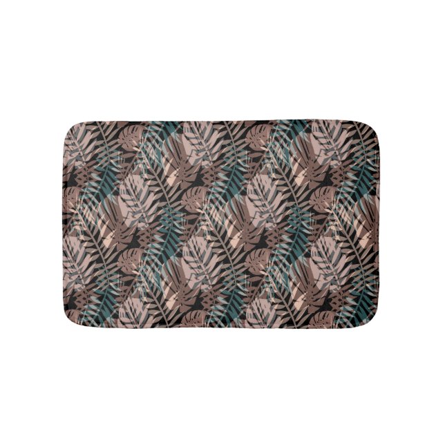Alfombrilla De Baño Plantas tropicales, selva, trópicos, beige, hojas (Anverso)