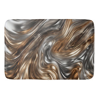 Alfombrilla De Baño Plata y Gold Flow Moderno Bath Mat