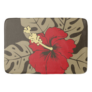 Alfombrilla De Baño Playa Banzai Hibisco Floral Hawaiano