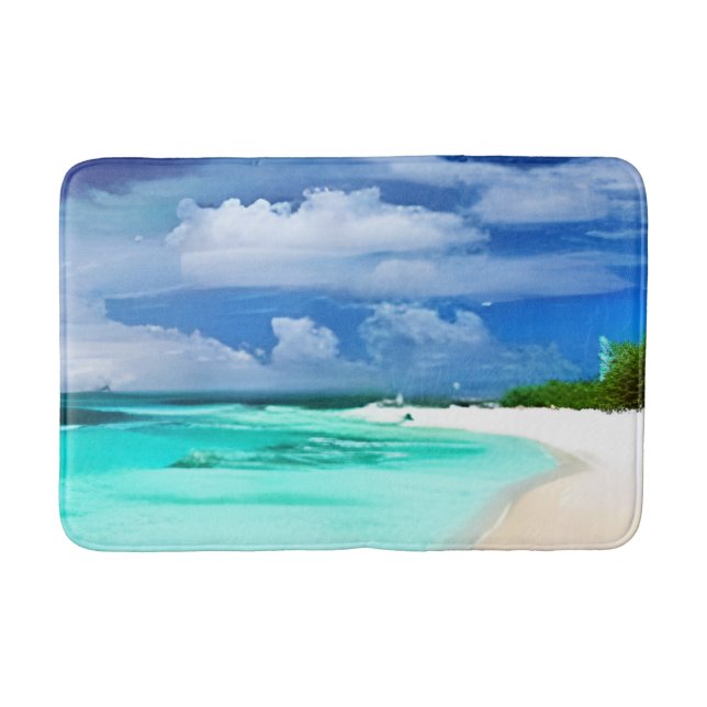 Alfombrilla De Baño Playa caribeña con un profundo cielo azul (Anverso)