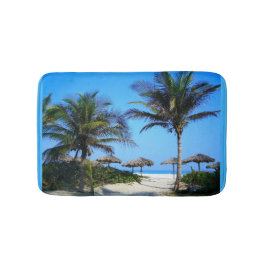 Alfombrilla De Baño Playa de arena con palmeras y vista al océano