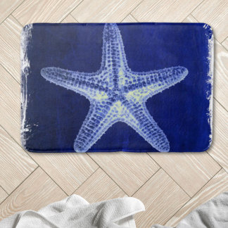 Alfombrilla De Baño playa de moda costera rústica marinera estelar azu