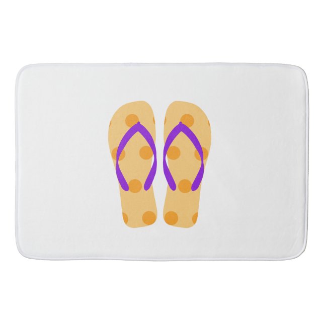Alfombrilla De Baño Playa de Verano Morada Naranja Flip Flops Bath Mat (Anverso)