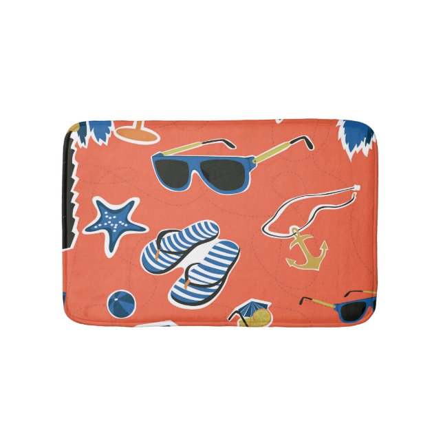 Alfombrilla De Baño Playa de Verano: Relajante Patrón Sin Mar. (Anverso)