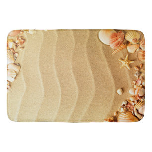 Alfombrilla De Baño Playa natural conchas de arena textura barniz