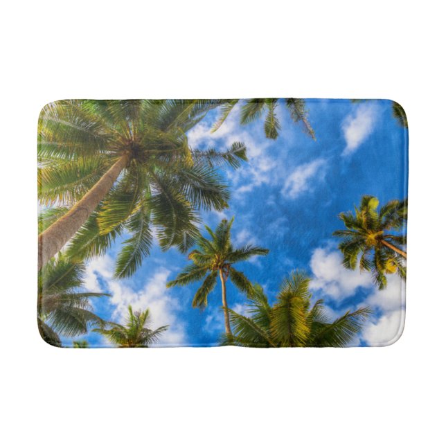 Alfombrilla De Baño Playas tropicales | Palmeras en cielo azul (Anverso)