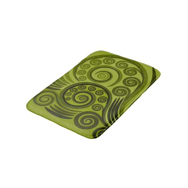 Alfombrilla De Baño Playful Green Fern Frond Swirl (Angular)