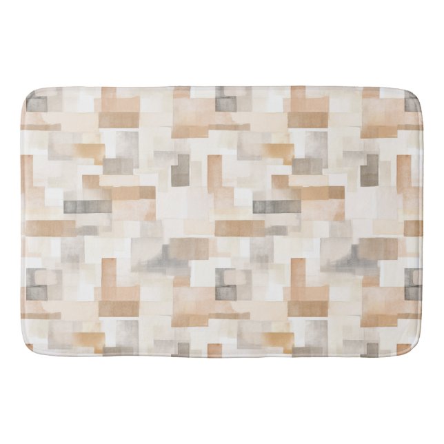 Alfombrilla De Baño Plaza geométrica neutral de Beach Tan (Anverso)