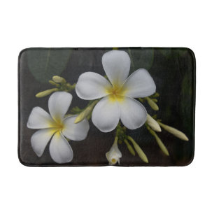 Alfombrilla De Baño Plumeria blanco y amarillo