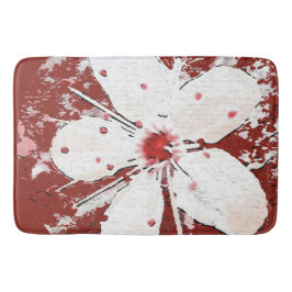 Alfombrilla De Baño Poesía en flor de cerezo sakura elegante roja
