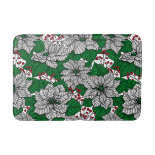 Alfombrilla De Baño Poinsettia blanca, patrón de Navidades